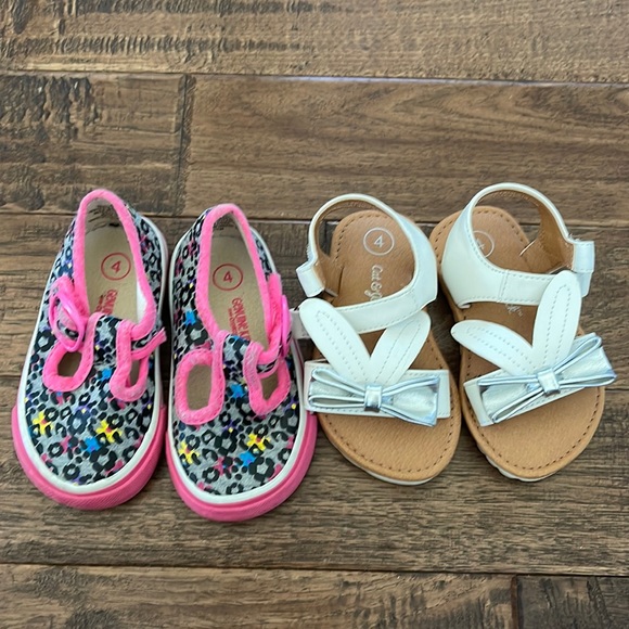 Cat & Jack Girls Shoe Bundle Sandals and Genuine Kids Sneakers size 4 - Picture 1 of 4